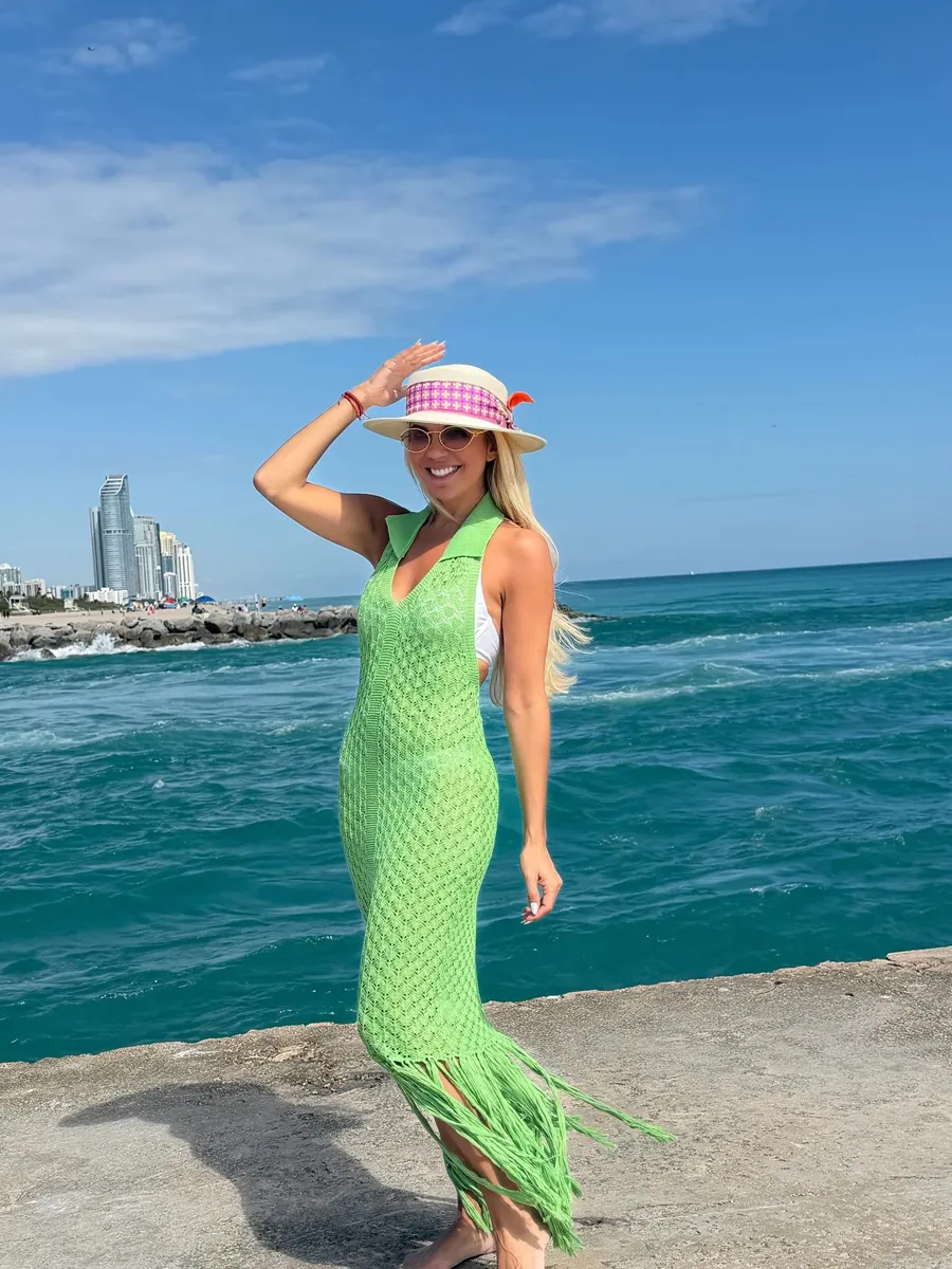 green beach dress